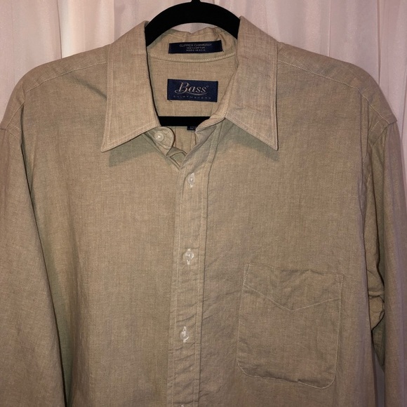 Men’s Clipper Chambray 100% Cotton Button Down Shirt•Tan•Size 16•Casual - Picture 2 of 6